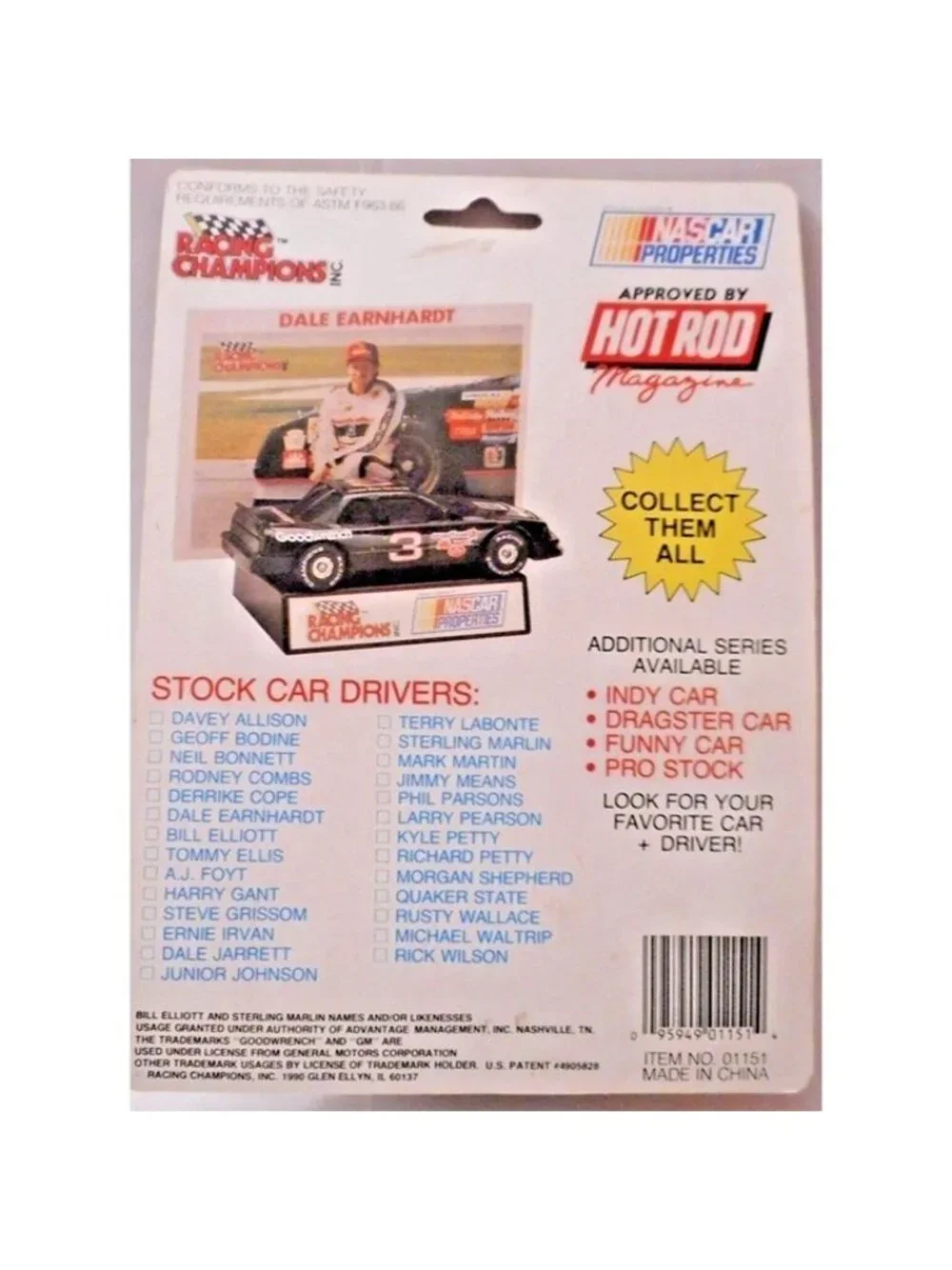 Vintage Die Cast Racing Champions NASCAR Stock Car Derrick Cope 10 Card Stand